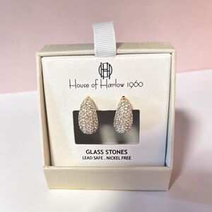 House of Harlow 1960 Clear Crystal Teardrop Earrings - Silver Tone